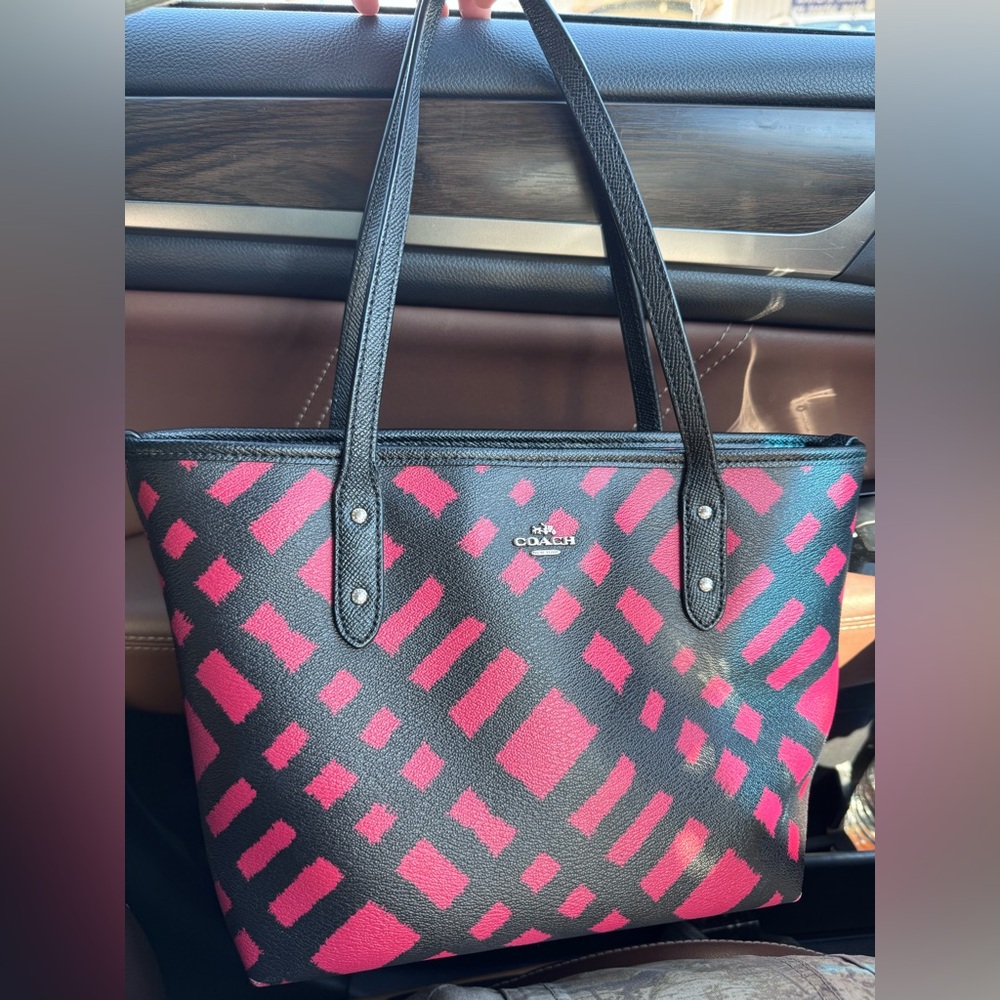 Coach F22246 Mini City Zip Tote in a red and black